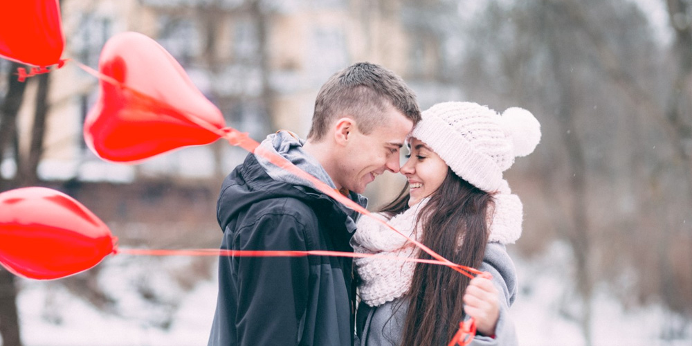 Valentines Day Couple with Balloons