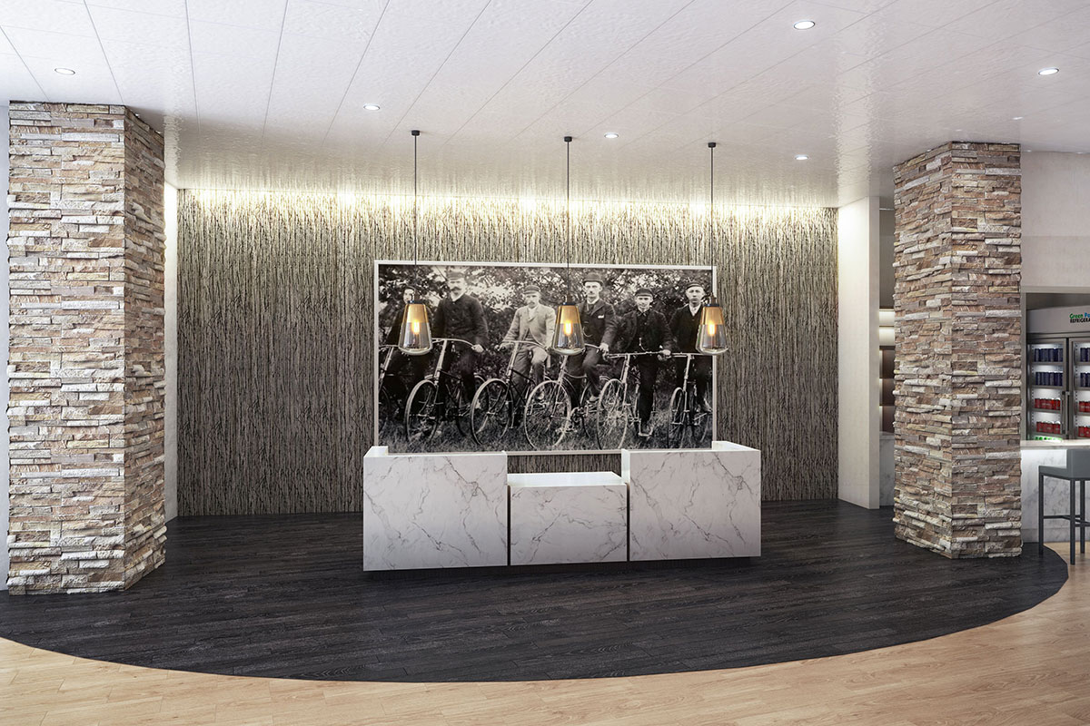 Mosey Hotel Lobby Desk Rendering