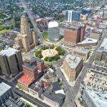 An aerial photo of downtown Buffalo
