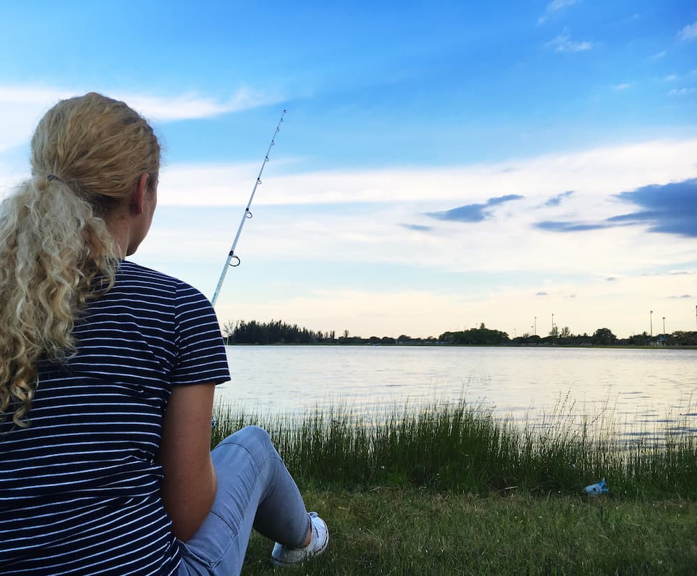 Fishing on a quiet lake